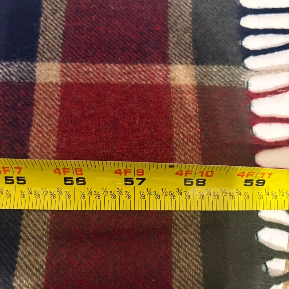 Pendleton Pure Virgin Wool Scarf‎ Plaid Red Blue Green Fringe Made in USA